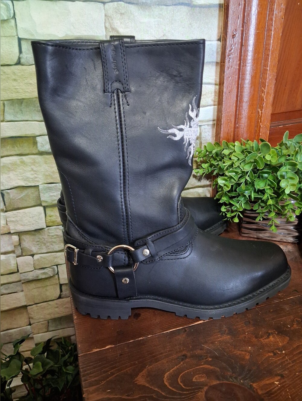 NIB Vintage Harley Davidson Sentry Flame Leather Harness Boots Size Mens 12 - Picture 2 of 10